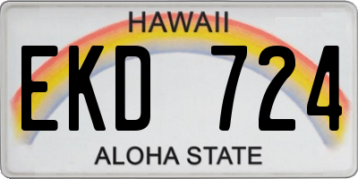 HI license plate EKD724