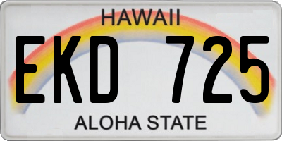 HI license plate EKD725