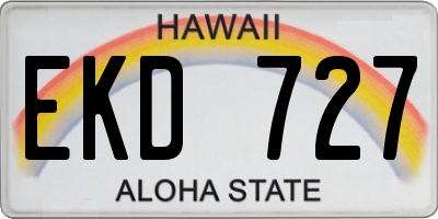 HI license plate EKD727