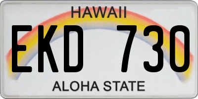HI license plate EKD730