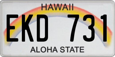 HI license plate EKD731