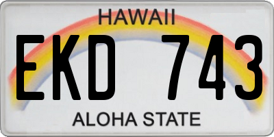 HI license plate EKD743