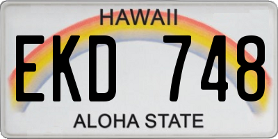 HI license plate EKD748