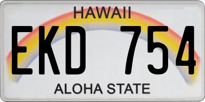 HI license plate EKD754