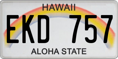 HI license plate EKD757