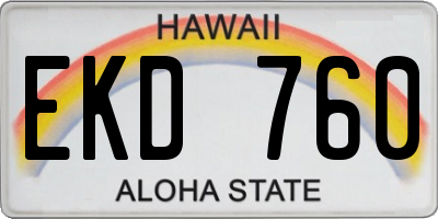 HI license plate EKD760