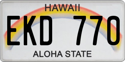 HI license plate EKD770