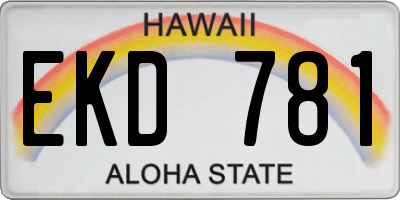 HI license plate EKD781