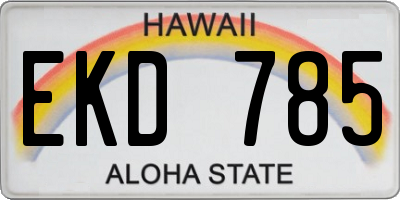 HI license plate EKD785