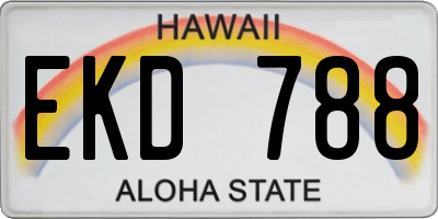 HI license plate EKD788