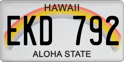 HI license plate EKD792