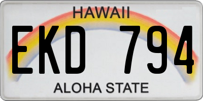 HI license plate EKD794