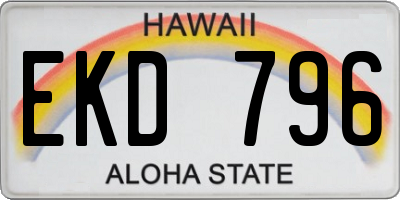 HI license plate EKD796