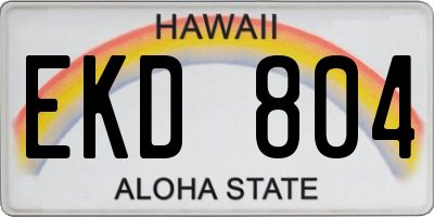HI license plate EKD804