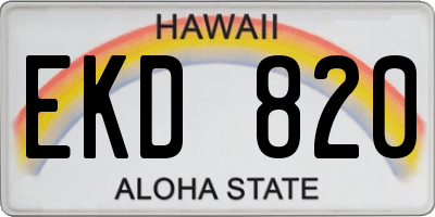 HI license plate EKD820