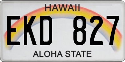 HI license plate EKD827