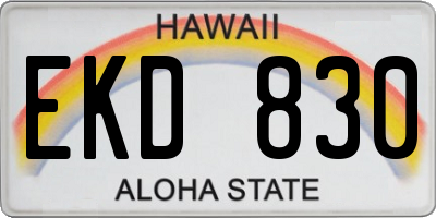 HI license plate EKD830