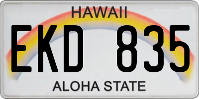 HI license plate EKD835