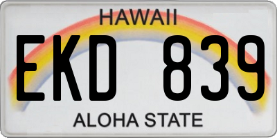 HI license plate EKD839