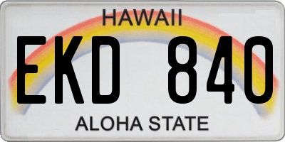 HI license plate EKD840
