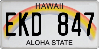 HI license plate EKD847