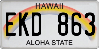 HI license plate EKD863