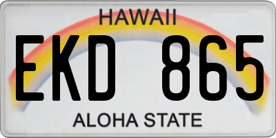 HI license plate EKD865