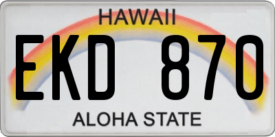 HI license plate EKD870