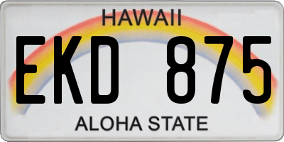 HI license plate EKD875