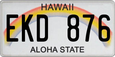 HI license plate EKD876