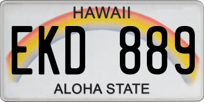 HI license plate EKD889