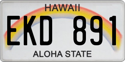 HI license plate EKD891