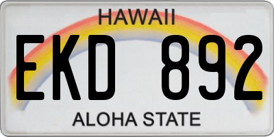 HI license plate EKD892