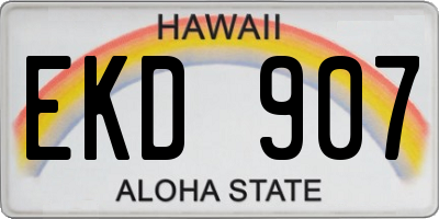 HI license plate EKD907