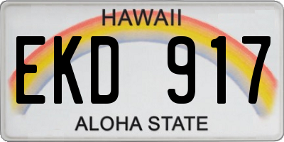 HI license plate EKD917