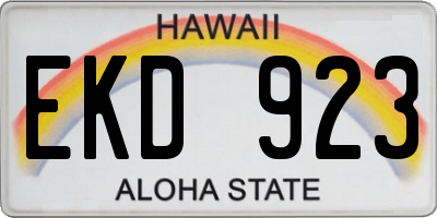 HI license plate EKD923
