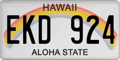HI license plate EKD924
