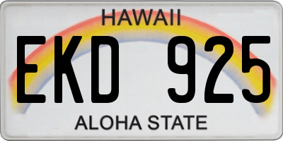 HI license plate EKD925