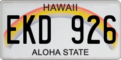 HI license plate EKD926