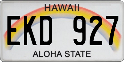 HI license plate EKD927