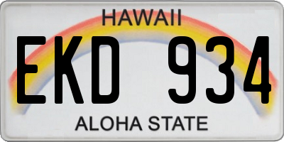 HI license plate EKD934