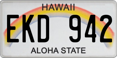 HI license plate EKD942