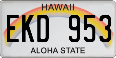 HI license plate EKD953