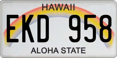 HI license plate EKD958