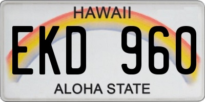 HI license plate EKD960