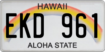 HI license plate EKD961