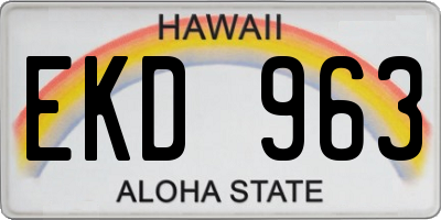 HI license plate EKD963