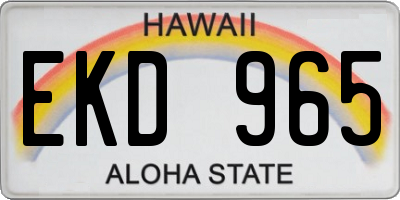 HI license plate EKD965