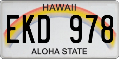 HI license plate EKD978