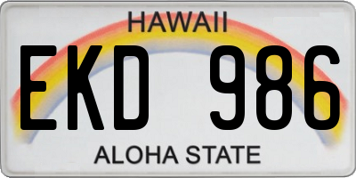 HI license plate EKD986